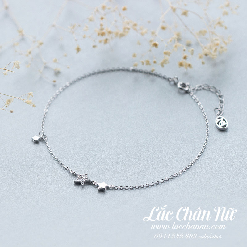Lắc chân bạc nữ cao cấp ba ngôi sao nhẹ nhàng LCBN130 Lắc chân bạc nữ cao cấp ba ngôi sao nhẹ nhàng LCBN130