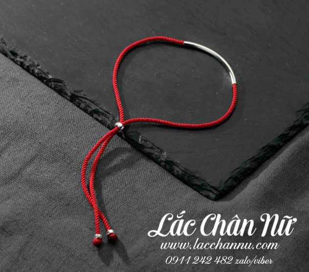 Lắc chân bạc vải đỏ may mắn LCBN242