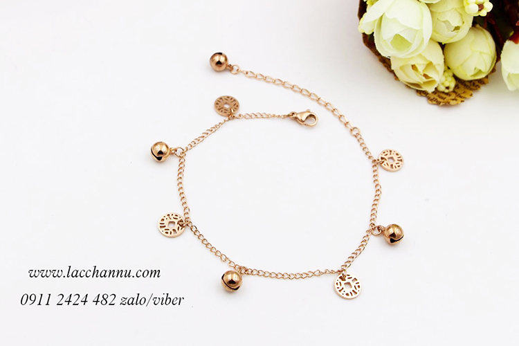  Lắc chân Titan vàng có chuông LCN165