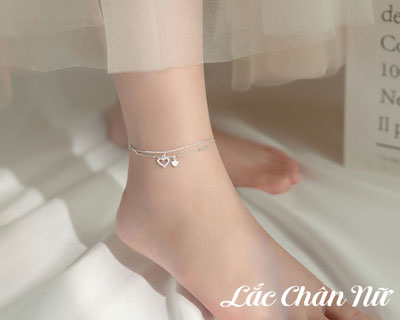 Lắc chân bạc nữ trái tim đính đá sang chảnh LCBN267
